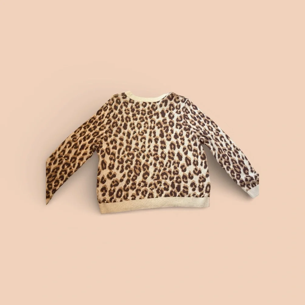 A New Day Leopard Print Knit Sweater Size L Neutral Cozy Soft Crewneck Pullover - Picture 4 of 8